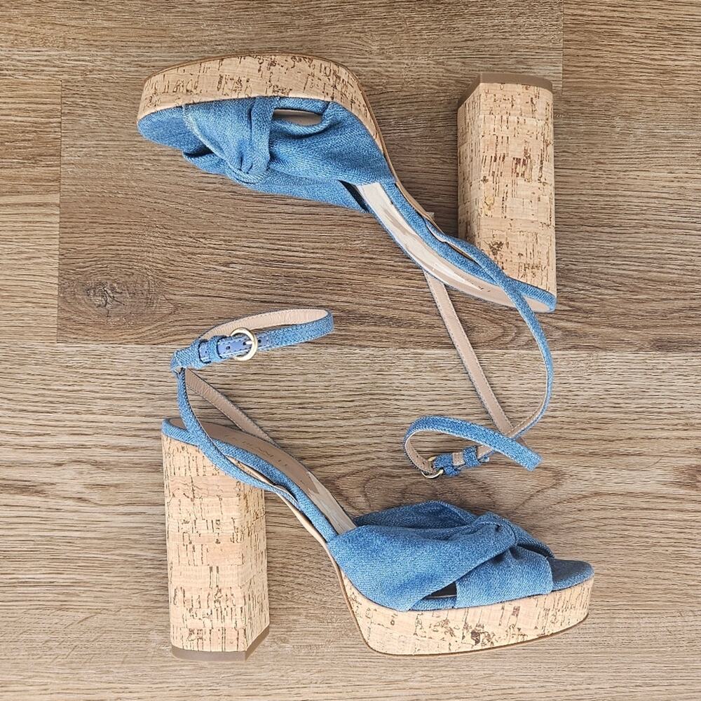LK Bennett Amanda Espadrille Platform Sandal Size‎ 39 / 9 Blue Denim